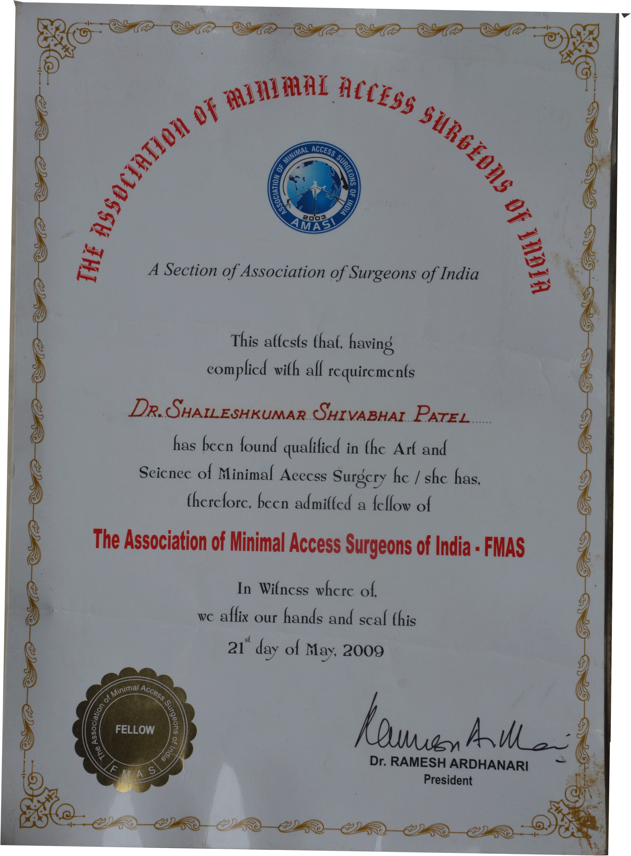 FMA Certificate